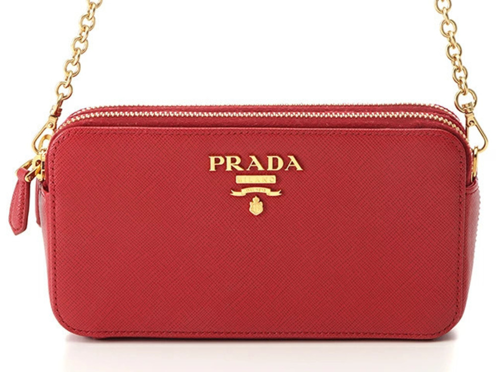 Prada Chain Shoulder Bag Red Saffiano